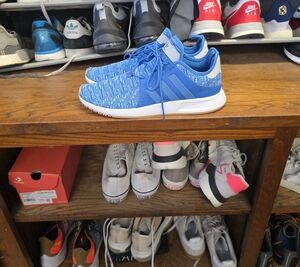 adidas Light Blue Knit Running Shoes with White Sole